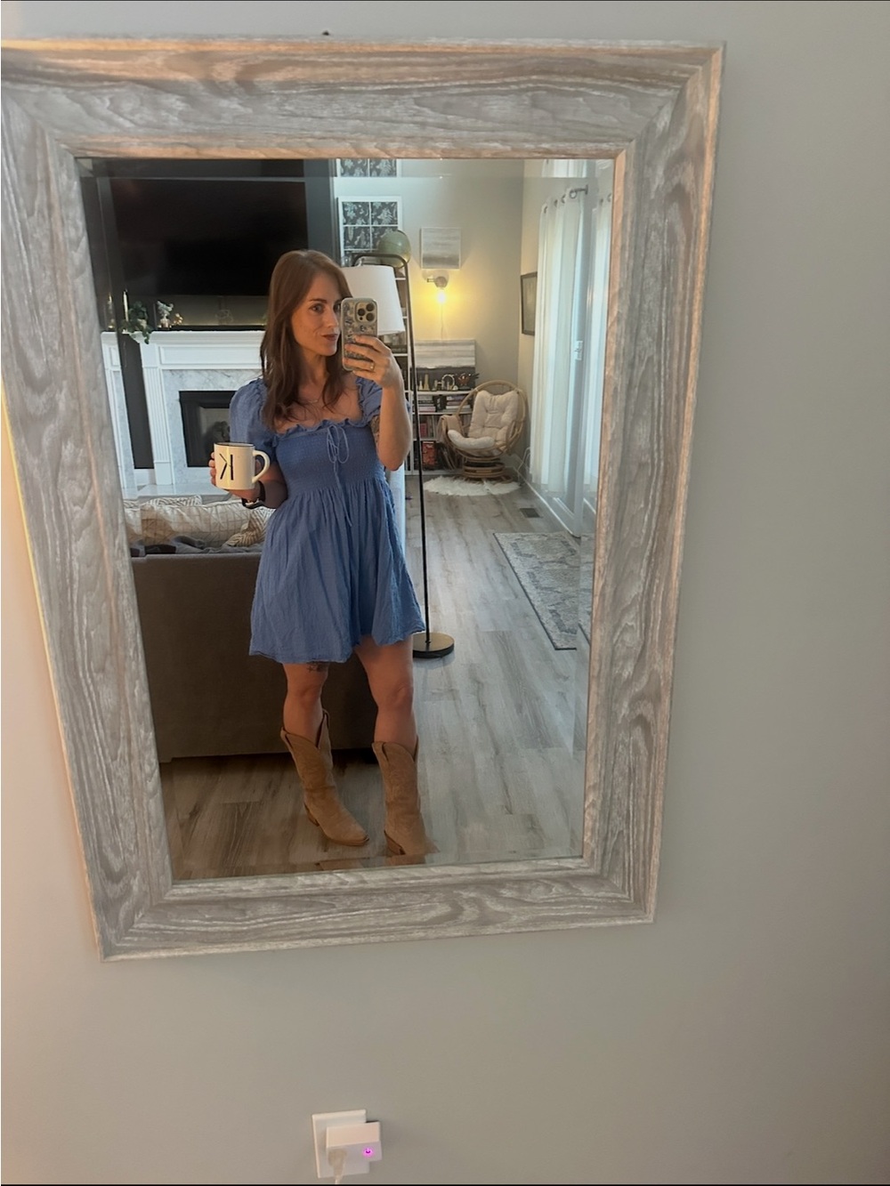 Hill House Blue Smocked Puff-Sleeve Mini Dress - Picture 2 of 2